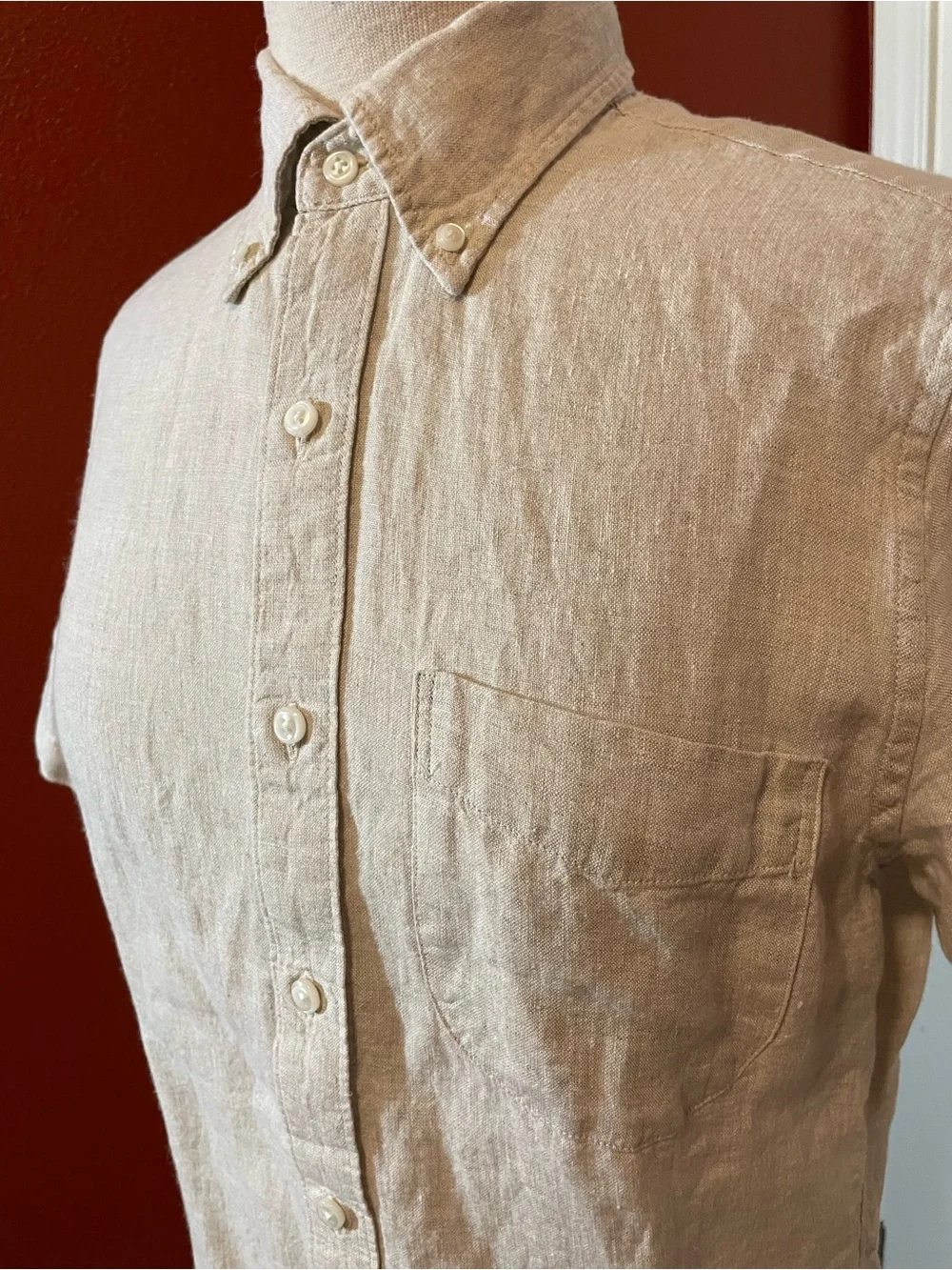 J Crew Men’s Classic Baird McNutt Irish Linen Button Down Short Sleeve Shirt